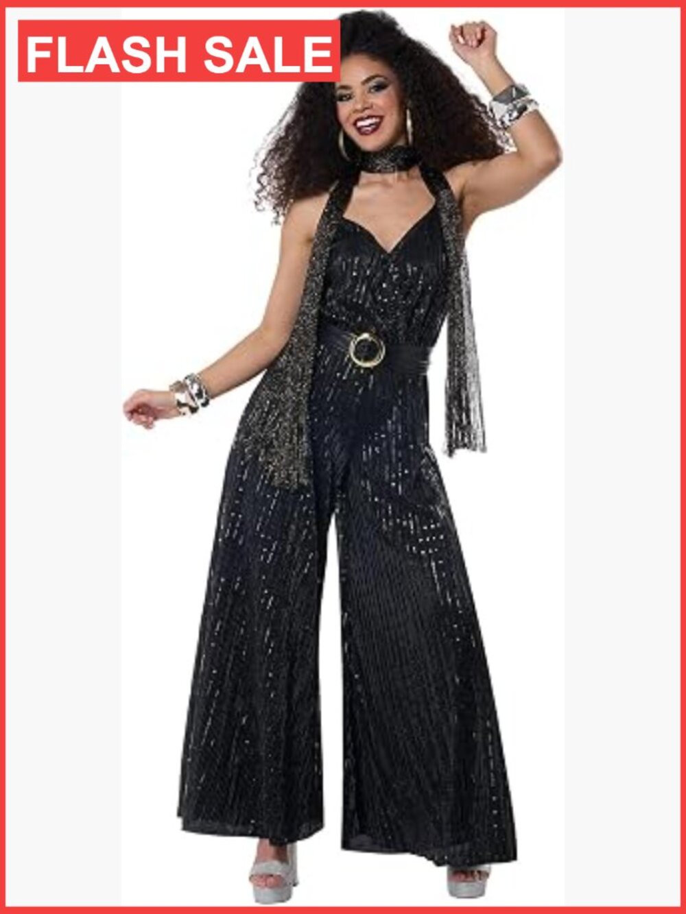 Disco Jumpsuit Women's Small Sparkly Sleeveless Costume Belt Included